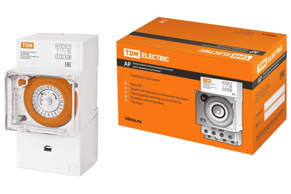 Аналоговое суточное реле 3 модуля на DIN-рейку АР-30мин/24ч-16А-DIN TDM