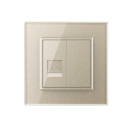 Розетка интернет одинарная RJ-45 кат.6 1 пост, цвет шампань Livolo