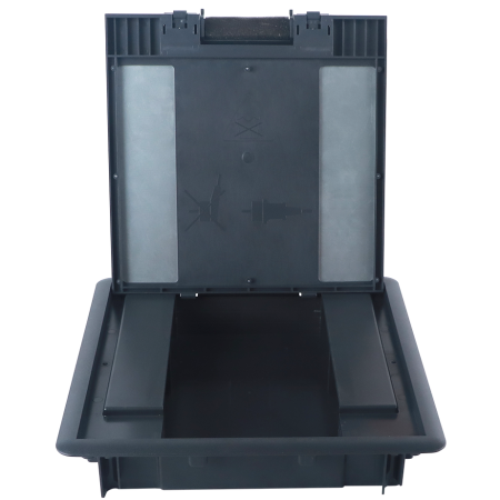 Donel Лючок в пол 16 мод. (8 мод. 45х45 мм.) верт. установка, глубина 50мм, крышка ABS + гальванизированная стальная вставка