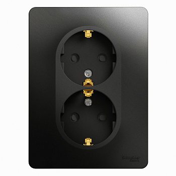 Розетка 2-м с з/з со шторками в сборе антрацит Glossa Schneider Electric