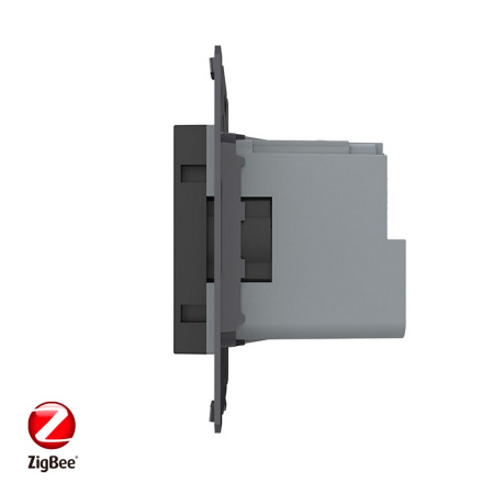 Розетка ZigBee (Wi-Fi) с з/з с защитными шторками 16A, цвет черный (механизм) Livolo