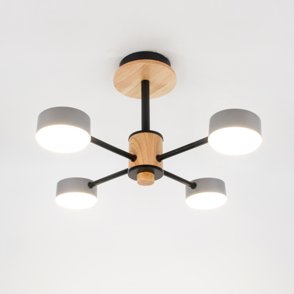 Люстра под лампу GCHL-4GX53-M Серая+Дерево Элизиум General