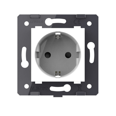 Розетка электрическая с заземлением защитными шторками 16A, зажимы, цвет белый (механизм) Livolo