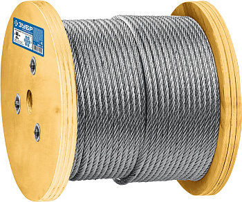 Трос грузоподъемный стальной, оцинкованный, DIN 3066, d=10 мм, L=60 м, Профессионал ЗУБР