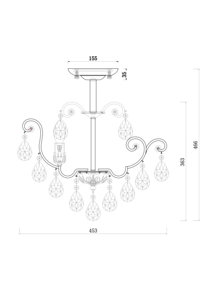 Люстра 5*E14 40Вт Белый с Золотом IP44 Veronica FR1002PL-05WG Freya