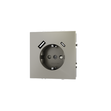 Розетка встраиваемая Voltum S70 с заземлением и защитными шторками, 16А, с USB, A+C, (шелк)
