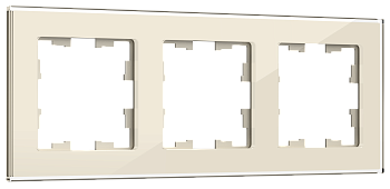 BRITE Рамка 3-мест. РУ-3-2-БрВа стекло ванильный IEK