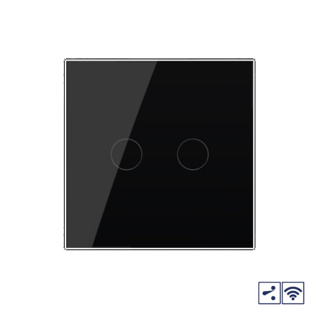 Сенсорный проходной радиоуправляемый выключатель 2 клавиши 1 пост Черный Livolo