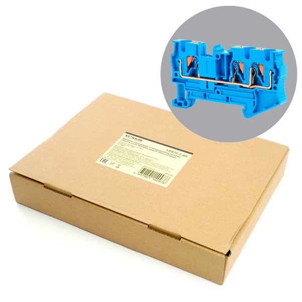 Зажим пружинный, 2-проводной проходной ЗНИ - 4, JXB PT 4, синий LD572-2-40 STEKKER