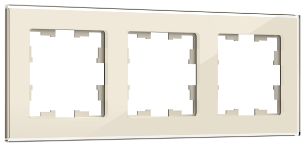 BRITE Рамка 3-мест. РУ-3-2-БрВа стекло ванильный IEK