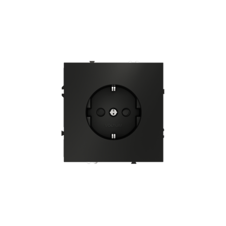 Розетка встраиваемая Voltum S70 с заземлением и защитными шторками, 16А, (черный матовый)