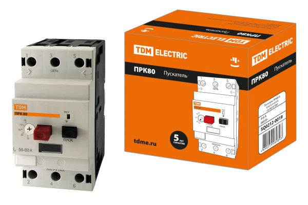 Пускатель ПРК80-6 In=6A Ir=4-6A Ue 660В TDM