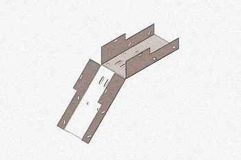 Лоток замковый глухой КСЗГ 50х50-45 УТ1,5 для поворота трассы вниз на 45, горячее цинкование, S1,0