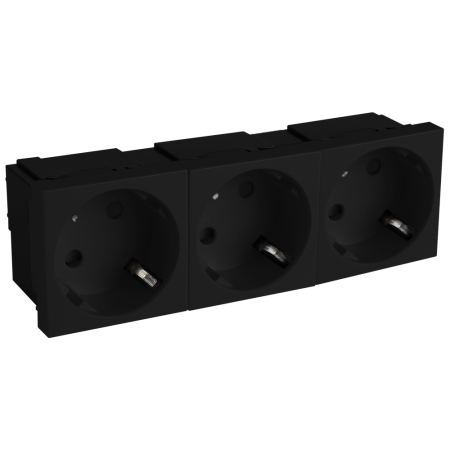 Donel Розетка 3х2К+З нем.ст., 45 гр., с з/ш, черн. (135х45мм), серия (тип) DF6