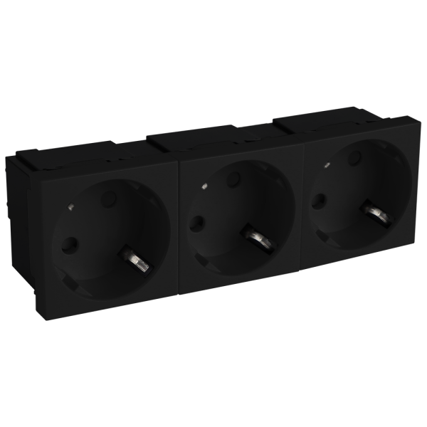 Donel Розетка 3х2К+З нем.ст., 45 гр., с з/ш, черн. (135х45мм), серия (тип) DF6