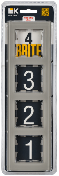 BRITE Рамка 4-мест. РУ-4-2-БрД стекло дым. IEK