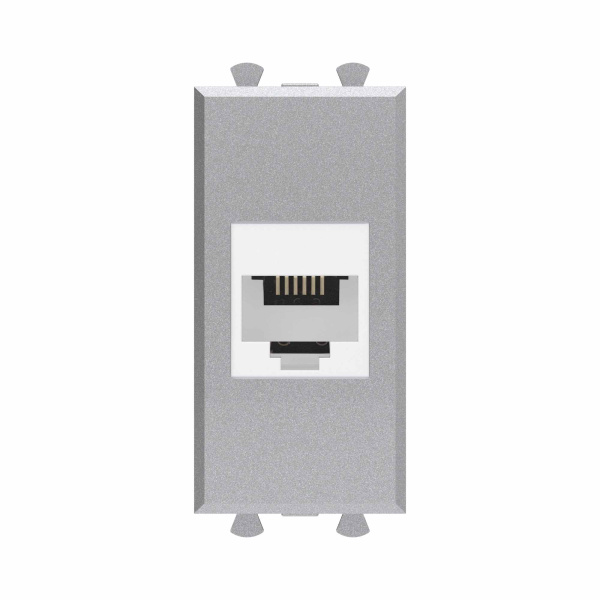 Телефонная розетка RJ-12 без шторки модульная, "Avanti", "Закаленная сталь", 1 модуль DKC