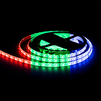 LSE-276 Светодиодная лента 12В, 14,4Вт/м, RGB, smd5050, 60д/м, IP65, ширина подложки 10мм, 5м OGM