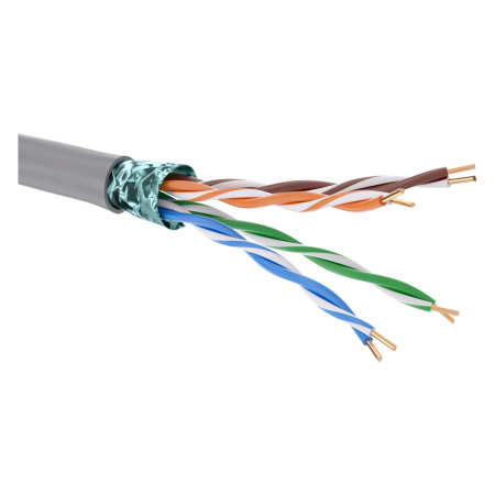 Кабель витая пара кат. 5E экранированный F/UTP, 4 пары, нг(А)-LSLTx, цвет внешней оболочки серый, катушка 305 м DKC