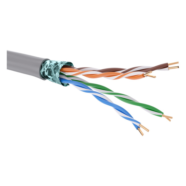 Кабель витая пара кат. 5E экранированный F/UTP, 4 пары, нг(А)-LSLTx, цвет внешней оболочки серый, катушка 305 м DKC