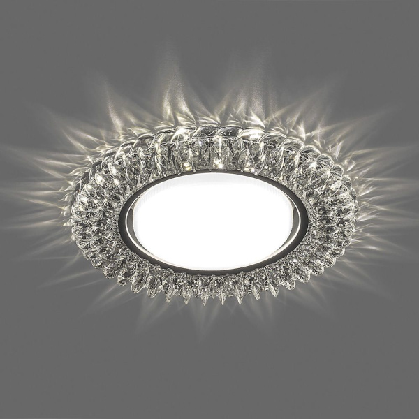 Св-к встр.с белой LED подсветкой Feron CD4035 потолочный GX53 без лампы, прозр., хром