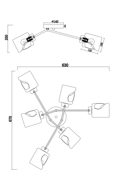 Потолочный светильник 6*E14 40Вт Матовое Золото IP20 Isabella FR5095CL-06G Freya