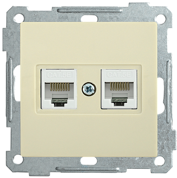 Розетка 2-местная компьютерная РК10-2-Б RJ45 Cat5e BOLERO кремовый IEK