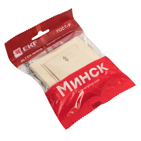 Минск Выключатель 1-кл, СП проходной 10А бежевый EKF