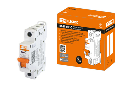 Выключатель автоматический ВА МОД ВА47-60DC 1П 1А 6кА С 220В пост. тока TDM