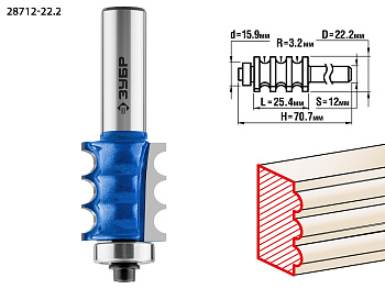 22.2x26мм, радиус 3мм, фреза кромочная фигурная №1 ЗУБР