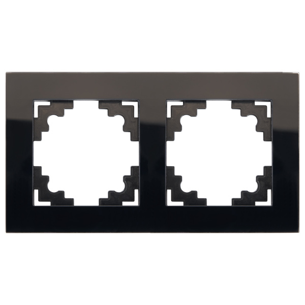 Рамка 2-местная, стекло, STEKKER GFR00-7002-05, серия Катрин, черный