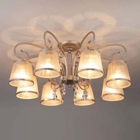 Потолочная люстра с абажурами 8*E14 40Вт серебряный IP20 Liona (60065/8 серебро) Eurosvet