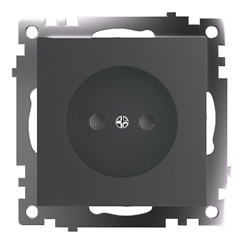 Розетка 1-местная с защитной шторкой (механизм) б/з, 250В, 10А, серия Катрин, графит, GLS10-7109-06 STEKKER