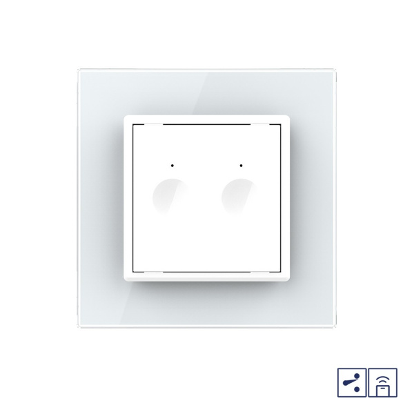 Двухклавишный проходной сенсорный выключатель Module с функцией радиоуправления, цвет белый Livolo