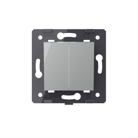 Двухклавишный механический выключатель, цвет серый (механизм) Livolo