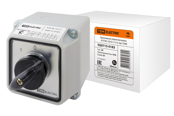 Кулачковый переключатель КПУ38-10/53 (1-0-2 3р) TDM Кулачковый переключатель КПУ38-10/53 (1-0-2 3р) TDM