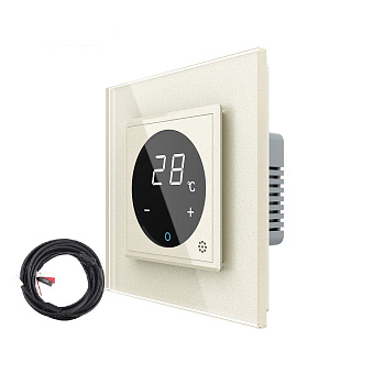 Терморегулятор пола 16А, сенсорное управление, датчик воздуха, датчик пола 5 метров, 1 пост, цвет жемчужный Livolo Терморегулятор пола 16А, сенсорное управление, датчик воздуха, датчик пола 5 метров, 1 пост, цвет жемчужный Livolo