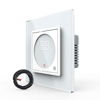 Терморегулятор пола 16А, сенсорное управление, датчик воздуха, датчик пола 5 м, белый Livolo