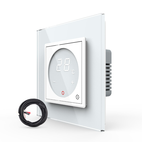 Терморегулятор пола 16А, сенсорное управление, датчик воздуха, датчик пола 5 м, белый Livolo