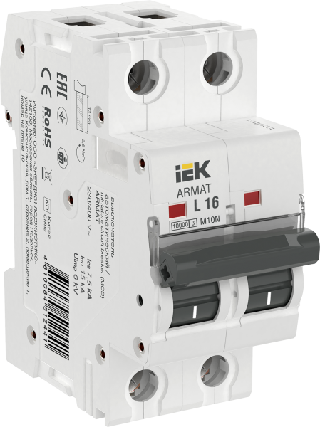 Выключатель автоматический ВА МОД M10N 2П L 16А ARMAT IEK