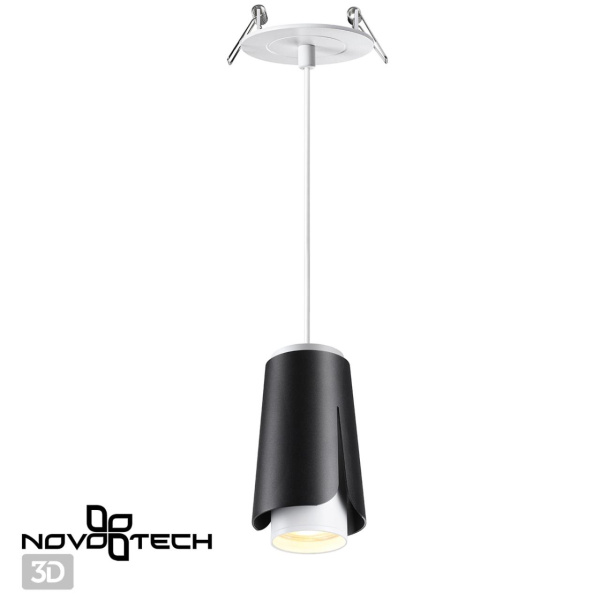 Св-к встр.,провод 2м IP20 GU10 9W 220V TULIP черный NOVOTECH