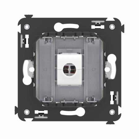 Компьютерная розетка RJ-45 без шторки в стену, кат.6 одинарная, "Avanti", "Закаленная сталь" DKC