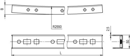 Профиль криволинейный, L379, толщ.2,5 мм, на 3 рожка DKC