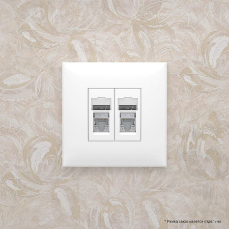 Компьютерная розетка RJ-45 в стену, кат.5e двойная экранированная, "Avanti", "Белое облако" DKC