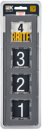 BRITE Рамка 4-мест. РУ-4-2-БрСе стекло сер. IEK