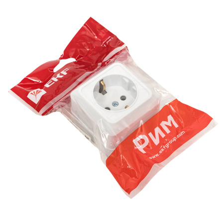 Рим Розетка 1-местная 16А с заземлением керам, белая EKF