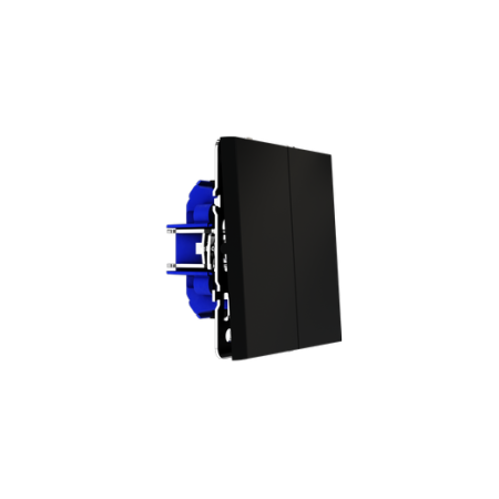 Выключатель с самовозвратом встраиваемый Voltum S70 двухклавишный 10А, (черный матовый)