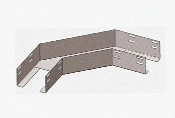 Лоток угловой замковый глухой КГЗГ 200х50-90 УХЛ1 поворот на 90, оцинкованный лист, S1,5