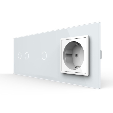 Сенсорный выключатель комб. на 3 линии 1 розетка 3 модуля Белый B Livolo