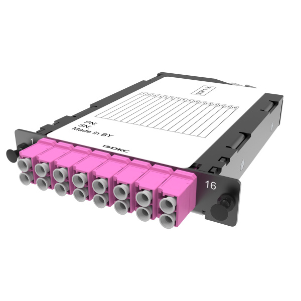 Претерминированная кассета 16 ОВ, OM4, 1xMTP(16)f 8º APС/8xLC Duplex,1/2HU DKC